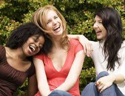 laughing with friends